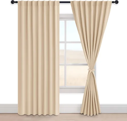 Vista 8 de [Usado] Hiasan Cortinas Opacas Beige de 84 Pulgadas de Largo, Cortinas Opacas con Cancelación de Ruido para Sala de Estar, Dormitorio, Bolsillo
