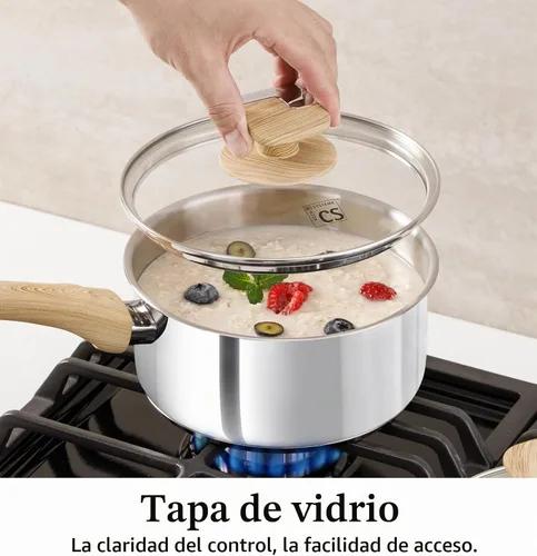 Vista 5 de KOCH SYSTEME CS Juego de cacerolas de acero inoxidable, 6 macetas de acero inoxidable 18/10 con tapas, 1 cuarto de galón, 2 cuartos de galón, 3