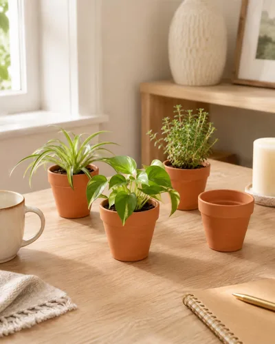 Vista 7 de Macetas de terracota y arcilla de 4 pulgadas para plantas, paquete