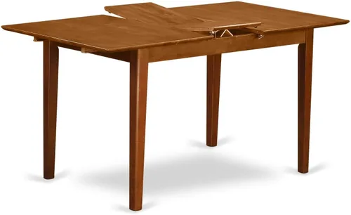 Vista 2 de East West Furniture PSPL5-SBR-C - Juego de mesa y sillas de cocina de 5 piezas, incluye una mesa de comedor rectangular con hoja de mariposa y 4