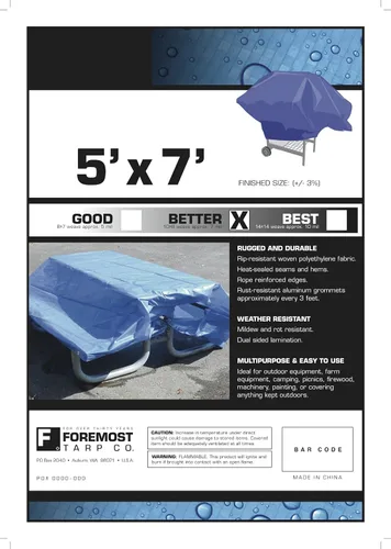 Vista 2 de Dry Top - Lona de poliéster multiusos de resistencia mediana, 5 x 7 pies, azul