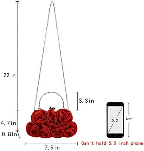 Vista 2 de Buddy - Bolso de mano de satén suave para mujer, con forma de rosa, para boda, fiesta