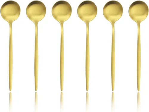 Vista 13 de Juego de 6 tenedores de postre de acero inoxidable de 3 dientes, juego de tenedores para frutas y tartas, 5.31 pulgadas, dorado