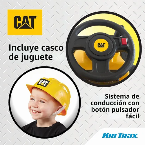 Vista 3 de Kid Trax - Juguete de montar CAT Frontloader para niños, de 18 a 36 meses, peso máximo de 44 libras, sistema de conducción con botón de fácil