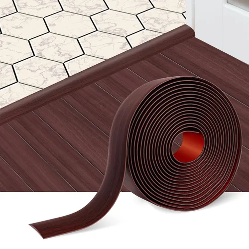 Vista 9 de Tira de transición de suelo, tiras autoadhesivas para suelos laminados, tira divisora plana de vinilo, diseño elegante de grano de madera
