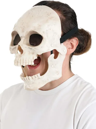Vista 4 de Fun Costumes Máscara de movimiento de boca con calavera brillante