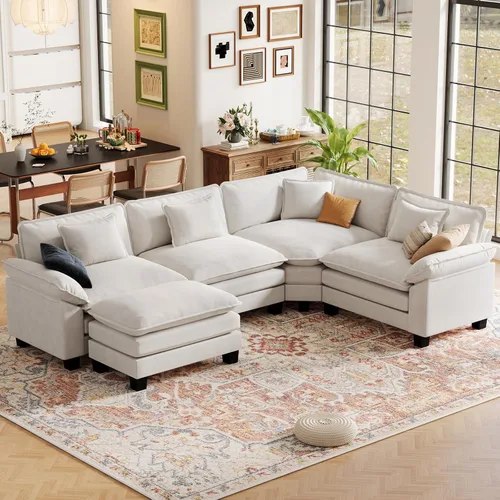 Vista 112 de CDCASA Silla de acento de gran tamaño de 50'' con otomana Asiento extra ancho y profundo estilo sofá nube para sala de estar, dormitorio, rincón