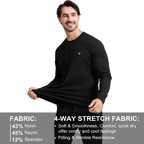 Vista 4 de M MAELREG Camiseta para hombre que absorbe la humedad, manga corta y larga, ligera, casual, cuello redondo, camisetas para hombre