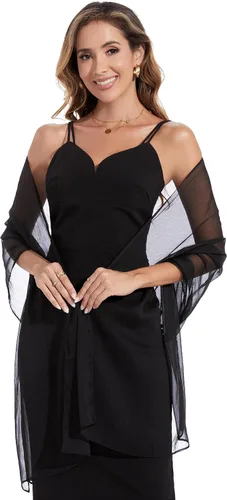 Vista 3 de Bufandas y envolturas de chal para mujer, para vestidos de fiesta de noche, transparentes, suaves, sedosos, de gasa, para boda o novia