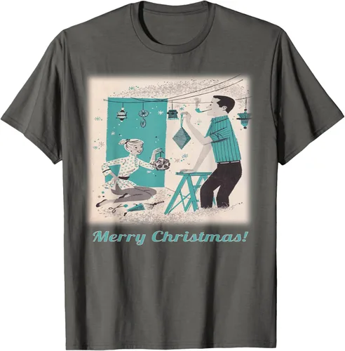 Vista 15 de Árbol de Navidad Retro Mcm playera clásico Par decoraciones, mujer XL, Asphalt