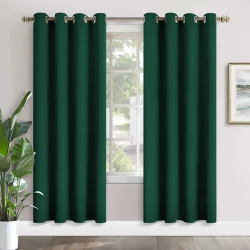 Vista 100 de YoungsTex - Cortinas blackout cortas, aislamiento térmico, ojales, oscurecen la habitación, privacidad, para cámper, sótano, cocina y baño, 2 Gris