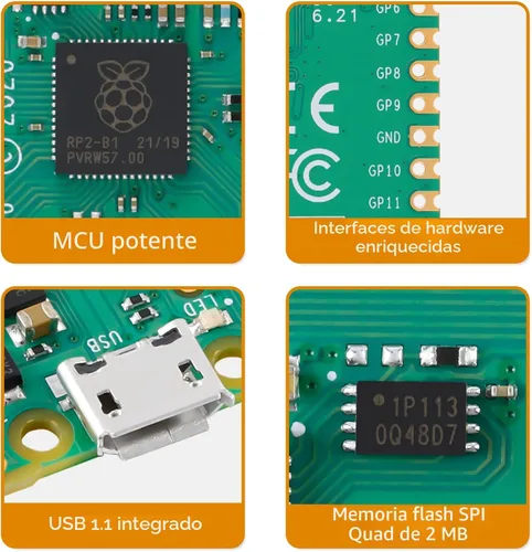 Vista 4 de 2 piezas de placa de desarrollo Raspberry Pi Pico, microcontrolador Raspberry Pi RP2040 de doble núcleo ARM Cortex M0+, funcionando hasta 133 MHz