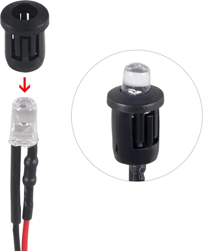 Vista 5 de Kit de diodos LED de 12 V y 0.197 in, lámpara de diodo precableado, diodos emisores con soporte para decoración del hogar DIY (amarillo)