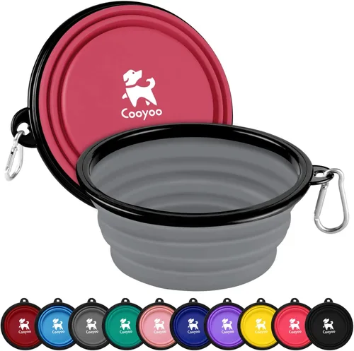 Vista 81 de COOYOO Cuenco plegable para perros, paquete de 2 cuencos plegables para agua para perros y gatos, plato portátil para alimentación de mascotas