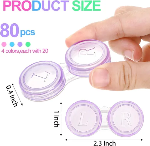 Vista 2 de Nicunom Paquete de 80 cajas coloridas para lentes de contacto, soporte para lentes de contacto a granel, contenedor para lentes de contacto