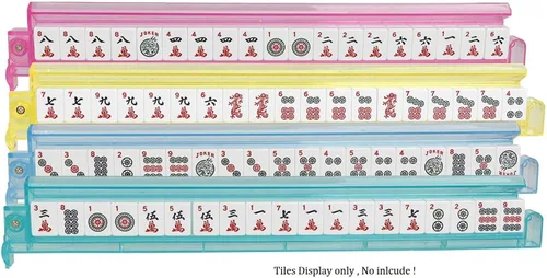 Vista 2 de Juego de 4 estantes y empujadores de acrílico Mahjong Mah Jongg, multicolor