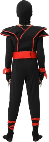 Vista 6 de Conjunto de disfraz de ninja rojo de lujo para niños traje de kung fu ideas de Halloween