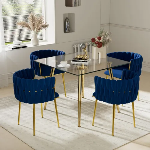 Vista 40 de Juego de mesa de comedor de cristal plateado para 2, juego de mesa cuadrada de lujo moderno de 36 pulgadas, juego de mesa de cocina minimalista de 3