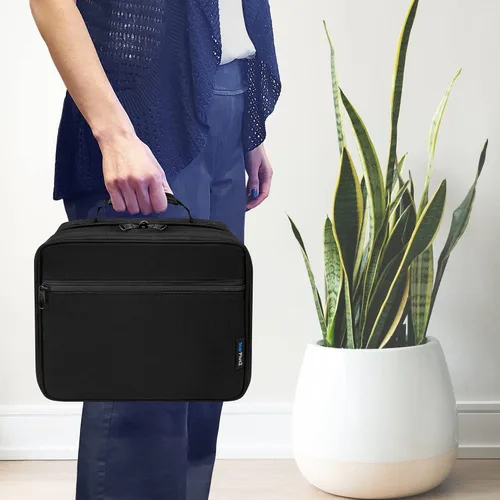 Vista 5 de Organizador de frascos de píldoras acolchado grande, bolsa de medicamentos, estuche, portador para medicamentos, vitaminas y suministros médicos
