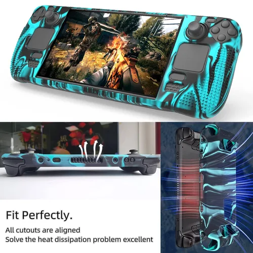 Vista 3 de LENBOKEN Case for Steam Deck Protector Skin Full Silicone Protective Soft Cover Shockproof Non Slip and Anti Scratch Accessories for Stream Deck