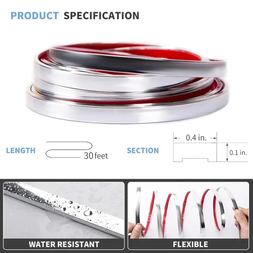 Vista 2 de Art3d Moldura de Vinilo Flexible de 30 Pies para Despegar y Pegar para Bordes de Azulejos de Pared, Protector contra Salpicaduras de Cocina, Marco