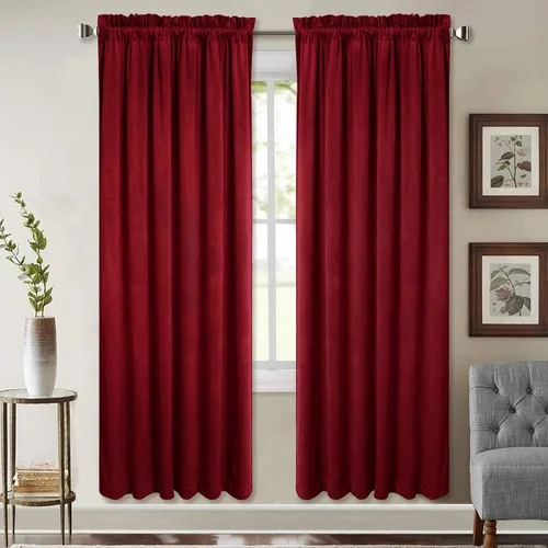 Vista 52 de StangH Cortinas de terciopelo rojo de 42 x 84 pulgadas de lujo, con aislamiento térmico, divisores de habitación, decoración navideña del hogar