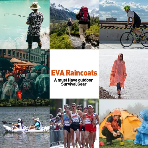 Vista 7 de Impermeable para niños, ponchos de lluvia reutilizables de emergencia para camping, senderismo, viajes, mochilero
