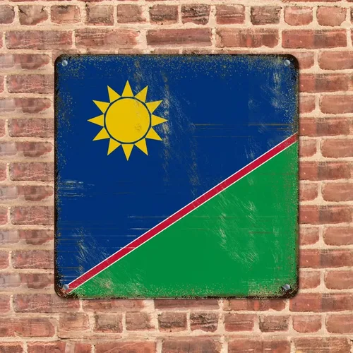 Vista 15 de Letrero de metal con bandera internacional del país, bandera de Senegal, regalo de bandera de Senegal, letreros de aluminio desgastados, decoración