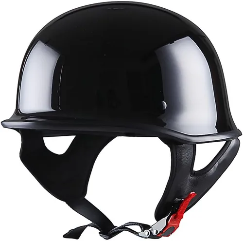 Vista 3 de 1Storm Casco de media cara para motocicleta, estilo alemán abierto, aprobado por DOT: HKY602 negro brillante Brillo negro