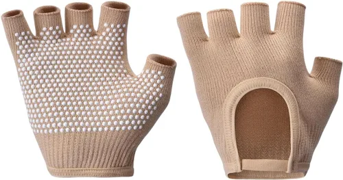 Vista 19 de Guantes de yoga antideslizantes sin dedos, ideales para pilates, barras, yoga de aire y entrenamientos de fitness, tela transpirable con agarre