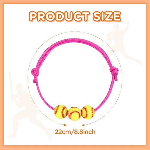 Vista 4 de 20 pulseras con dijes de sóftbol, regalos de fiesta de sóftbol, pulseras ajustables, pulseras inspiradoras de pelota deportiva para mujeres, fiesta