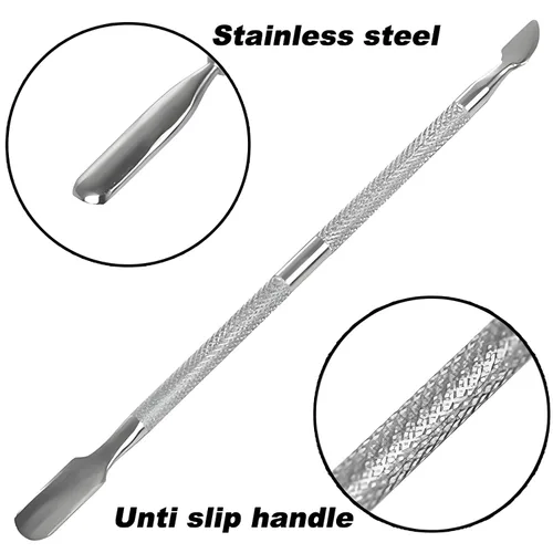 Vista 5 de Set de manicura y pedicura en acero inoxidable con empujador de cutículas, eliminador y herramienta de corte de acero inoxidable. Cortador