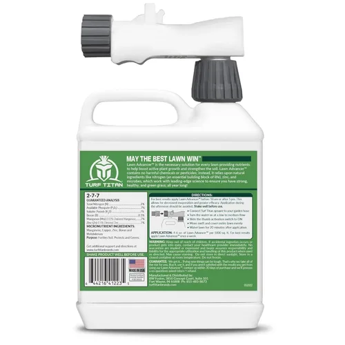 Vista 7 de Turf Titan Lawn Advancer - Fertilizante líquido de acción rápida para césped (32 onzas) con pulverizador de extremo de manguera, potenciador