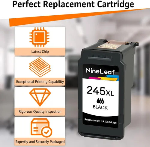 Vista 4 de NineLeaf Cartucho de tinta remanufacturado 245 de alto rendimiento compatible con Canon PG 245XL PG-245XL Uso en impresora MX490 MG2522 MG2525