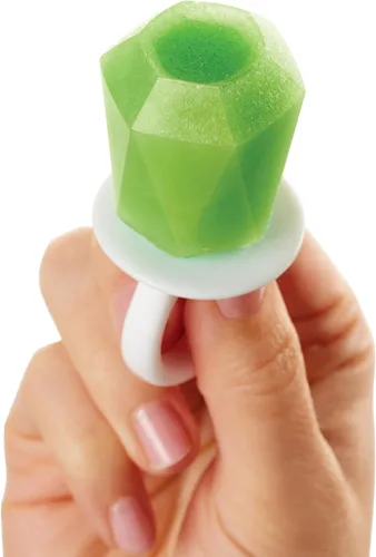 Vista 8 de ZOKU Moldes para anillos – 8 moldes de silicona para paletas con palitos de anillo reutilizables, hace que las paletas de hielo en forma de gemas