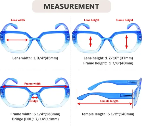 Vista 3 de Eyekepper Gafas de lectura de marco grande para mujeres - lectores de moda - Azul +0.50