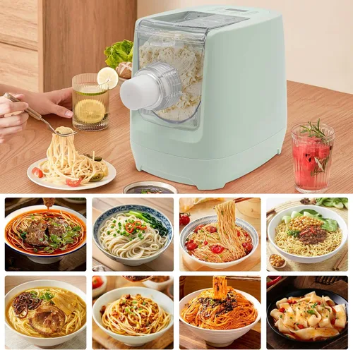 Vista 6 de Máquina automática de pasta de 260 W, máquina eléctrica de fideos para pasta, máquina de pasta con 12 formas de fideos con taza medidora, capacidad