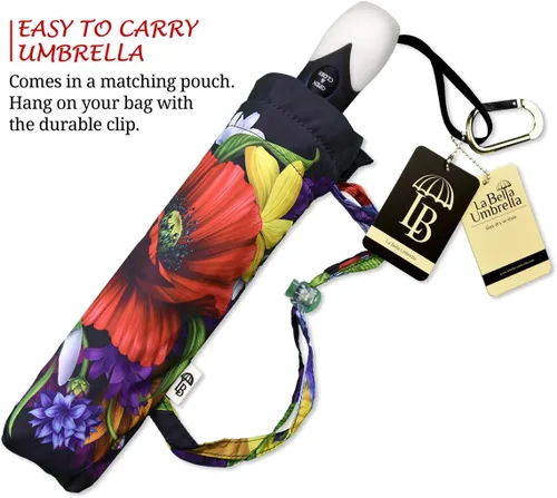 Vista 5 de Paraguas de amapolas rojas para mujer Brand Fancy Brolly Auto Open Close Paraguas elegante floral de moda Paraguas compacto automático hermoso