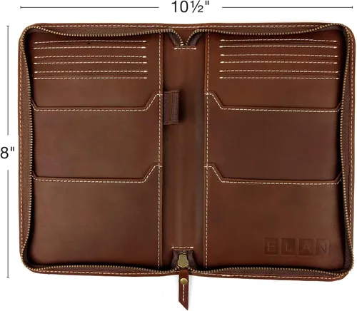 Vista 3 de Cartera de viaje y soporte para pasaporte, material de grano dividido marrón