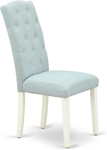 Vista 6 de East West Furniture ANCE3-LWH-15 - Juego de mesa de comedor moderno de 3 piezas que contiene una mesa de cocina redonda con pedestal y 2 sillas