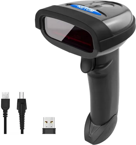 Vista 10 de NETUM Escáner de código de barras Bluetooth, compatible con función inalámbrica y Bluetooth de 2.4G y conexión con cable, conecta teléfono NT-1228BC
