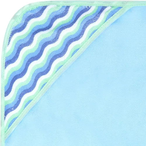 Vista 6 de Buttons & Stitches Paquete de 3 toallas de bebé con capucha de ballena azul, 26 x 30 pulgadas