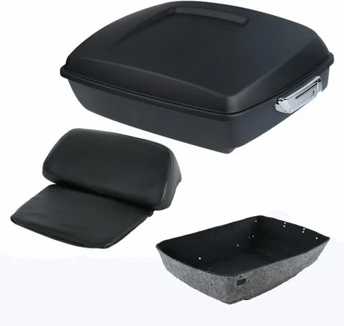 Vista 37 de Respaldo de Maletero de Equipaje King Tour Negro Brillante con Placa de Rack de Montaje Compatible con Harley Modelos Touring 2014-2025 Road Glide
