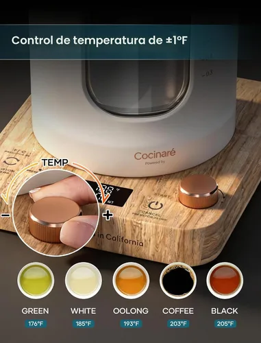 Vista 2 de INTASTING Hervidor de té eléctrico, hervidor eléctrico con infusor de té, control de temperatura de perilla de ±1 ℉, vidrio sin BPA, calentamiento