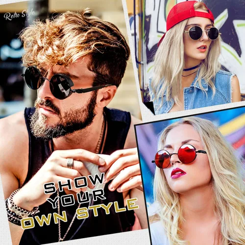 Vista 2 de GQUEEN Gafas de sol retro redondas steampunk polarizadas aleación de metal para mujeres hombres MTS2