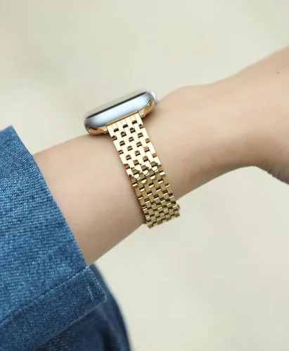 Vista 2 de Correa delgada y femenina para Apple Watch 11 10 Se 9 8 7 6 5 4 3, Correa metálica elegante para mujeres para Apple Watch 42mm 41mm 40mm 44mm 45mm