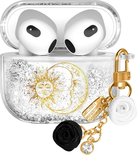 Vista 37 de Funda para Apple para Airpods 4 Case 2024 - Arena Movediza Líquida Arte Artístico Estético Funda Mujer Chica Mujeres Brillante Brillo Purpurina