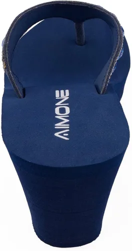 Vista 5 de AIMONE -Larissa - Sandalias de cuña para mujer, color azul marino, con diamantes de imitación, para playa, boda