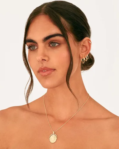 Vista 4 de PAVOI 18K Gold Plated 925 Sterling Silver Posts Small Hoop Earrings for Women - Trendy Geometric Plain Chunky Huggie Earscape Piercing Pack
