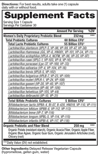 Vista 2 de Vital Pro Naturals - Probiótico diario para mujer con prebióticos 30 cápsulas